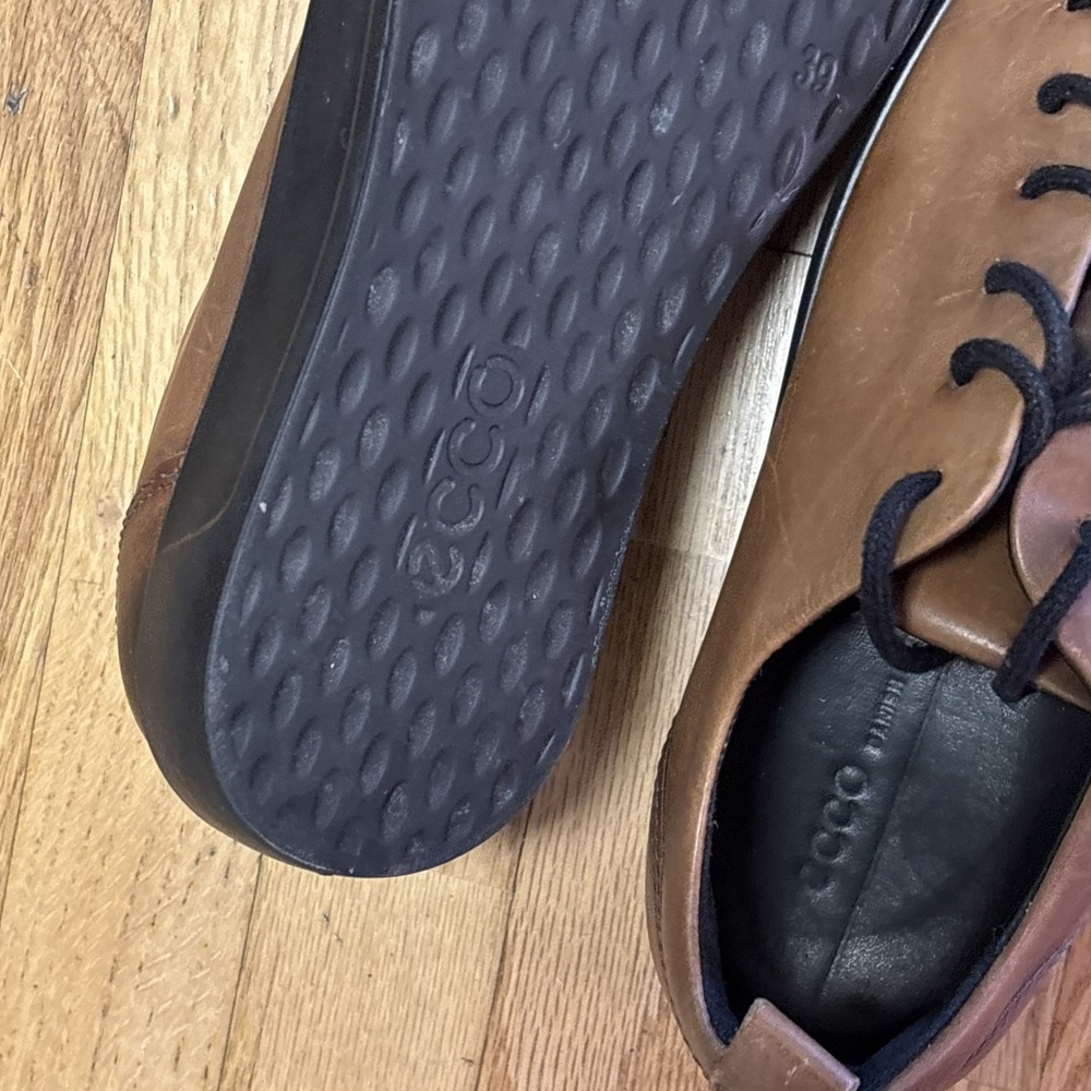 ECCO Soft Lux Cognac (Ombre) Leather Lace Up Sneakers EU 39 6.5 M 8.5 W - Picture 10 of 16